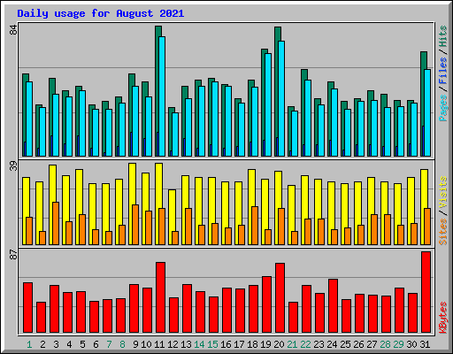 Daily usage for August 2021
